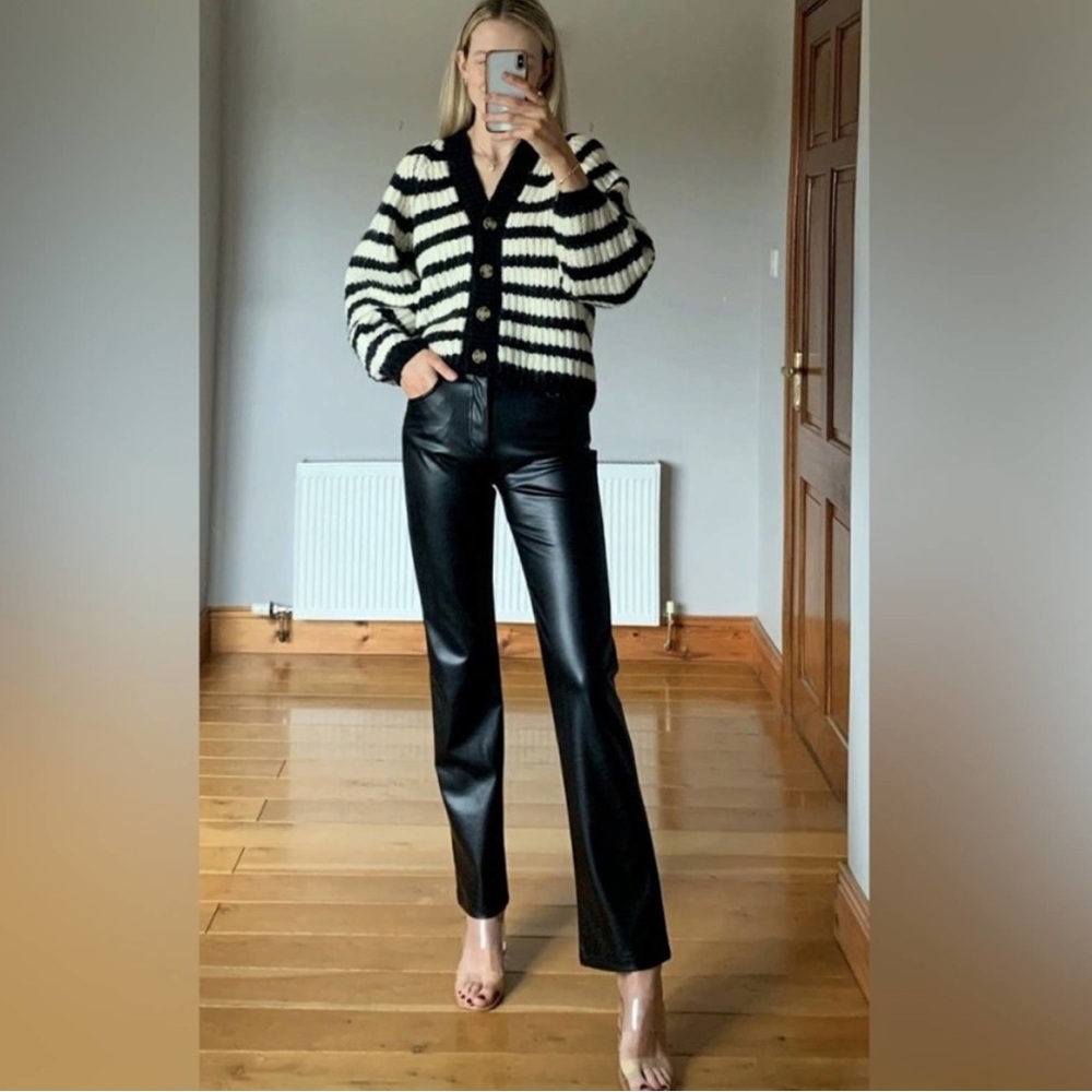 Zara High Raise Faux Leather 5-Pocket Pants